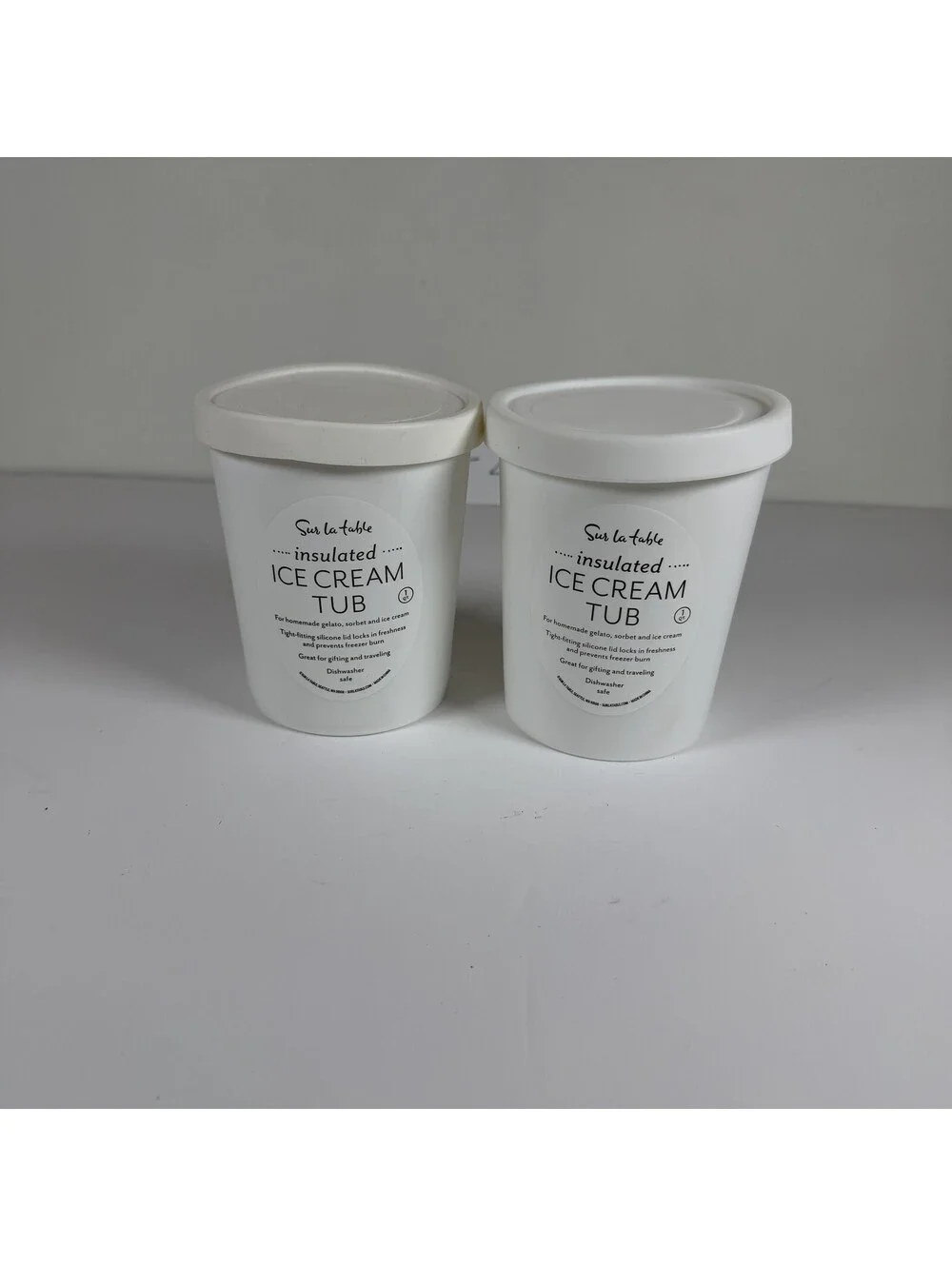 2 Sur La Table Insulated Ice Cream Tubs 1 Quart White Storage Location S-2
